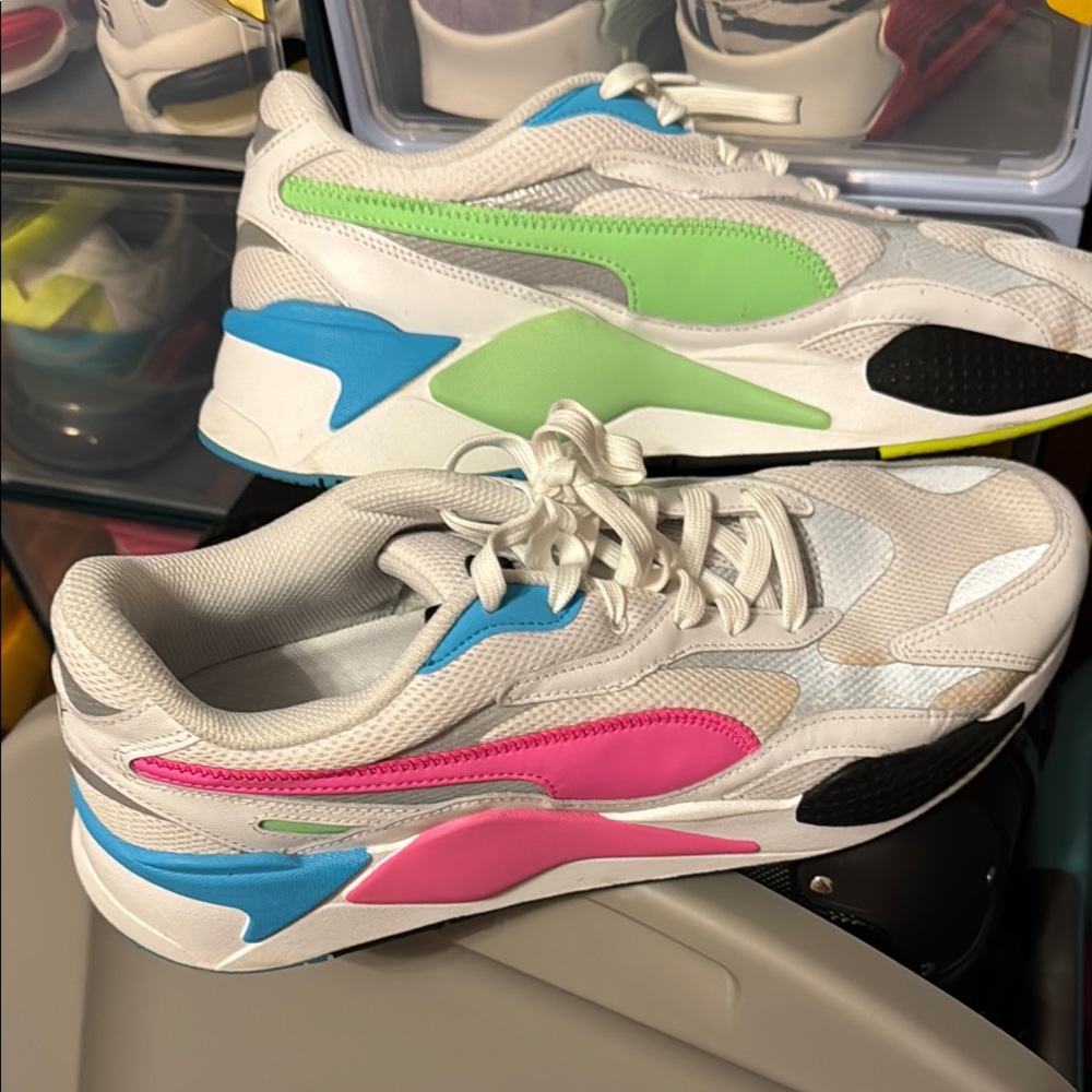 Puma White and Blue Running Sneakers - Picture 2 of 5